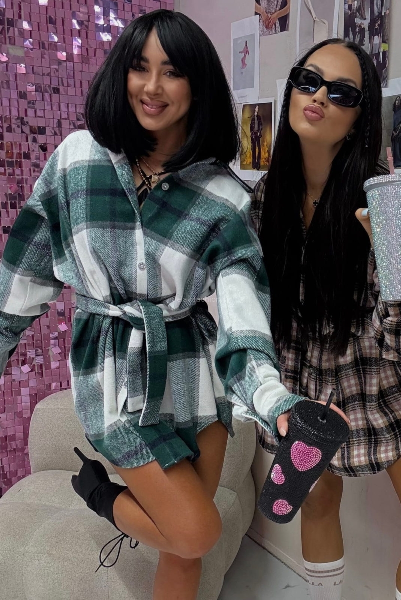 Sukienka koszulowa w kratę LaMilla zielona