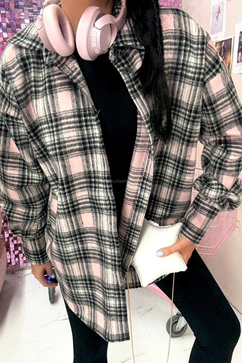 Koszula flanelowa w kratę La Milla różowo czarna