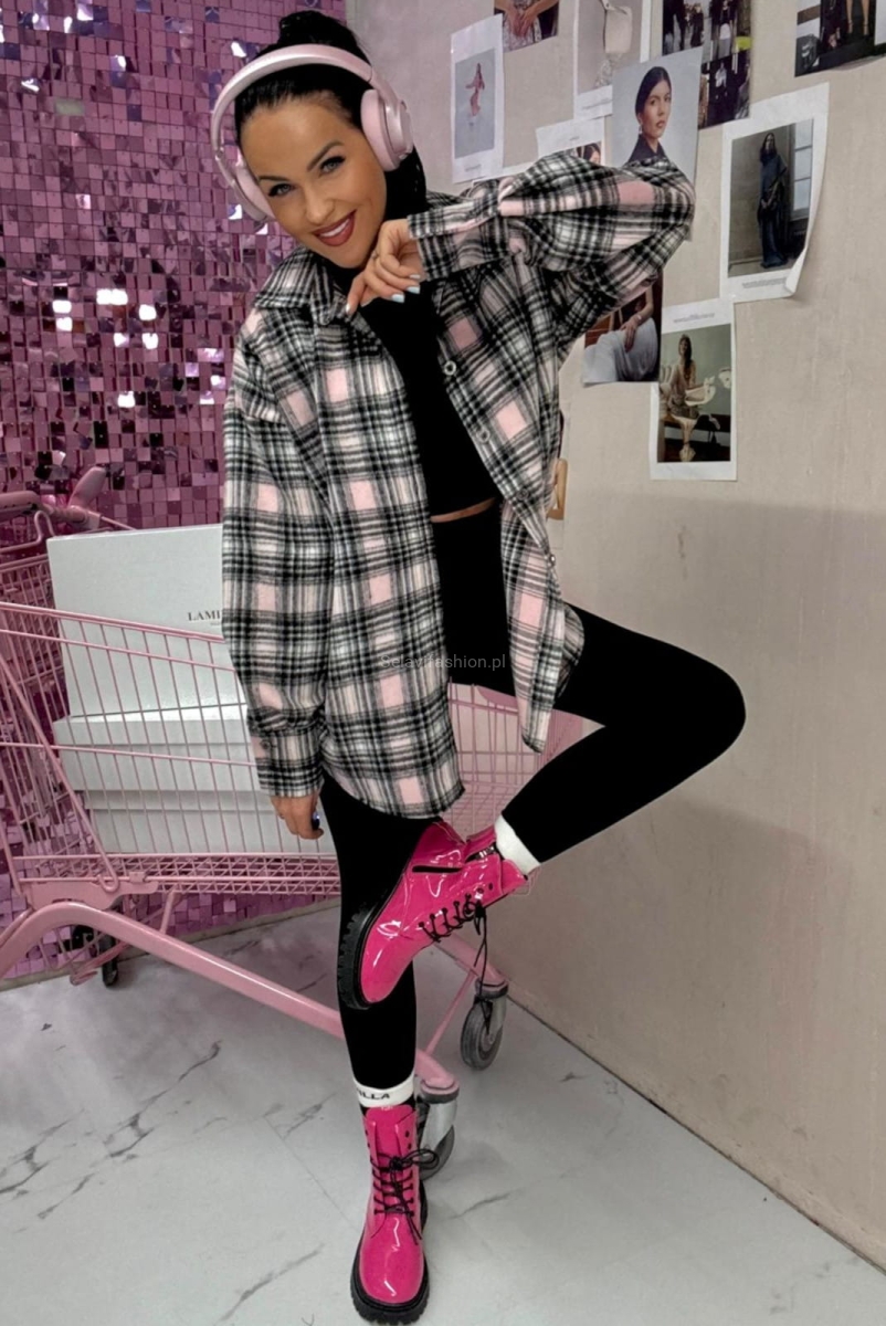 Koszula flanelowa w kratę La Milla różowo czarna