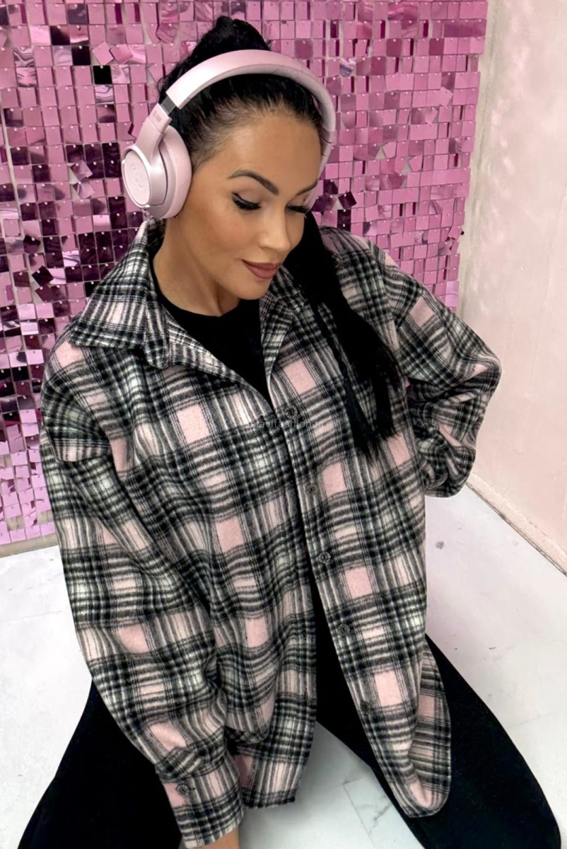 Koszula flanelowa w kratę La Milla różowo czarna