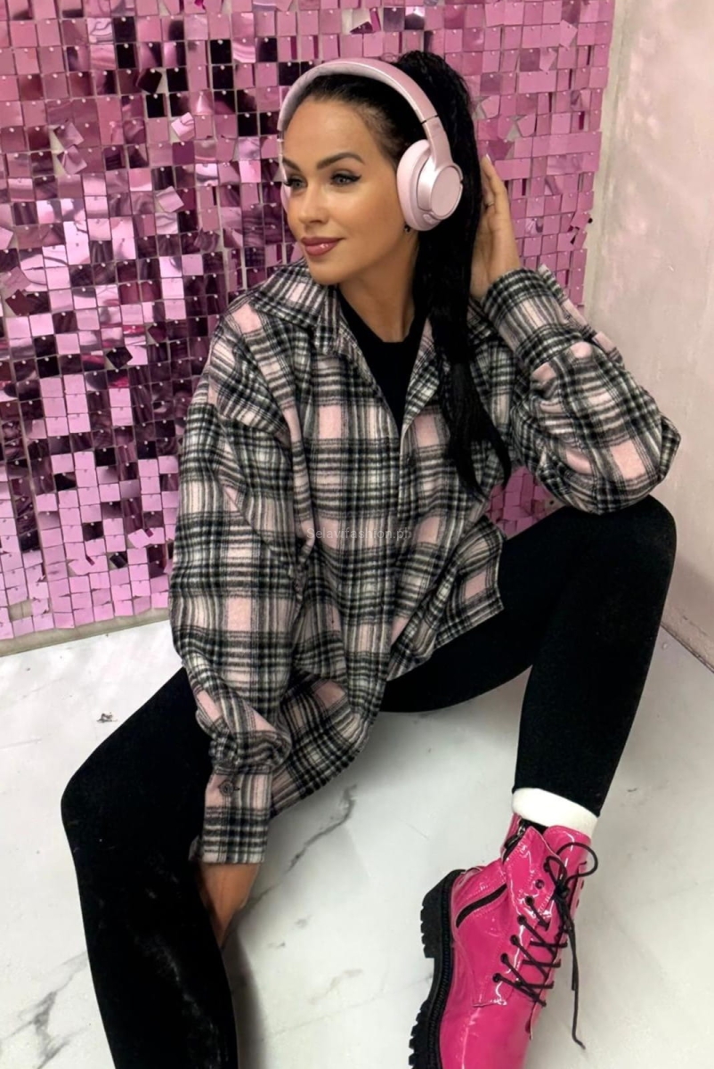 Koszula flanelowa w kratę La Milla różowo czarna