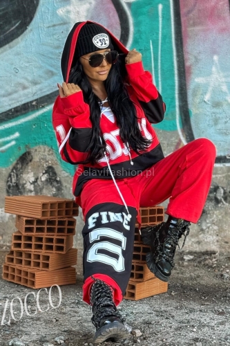 Bawełniany komplet FINE w nadruki Zocco czerwony