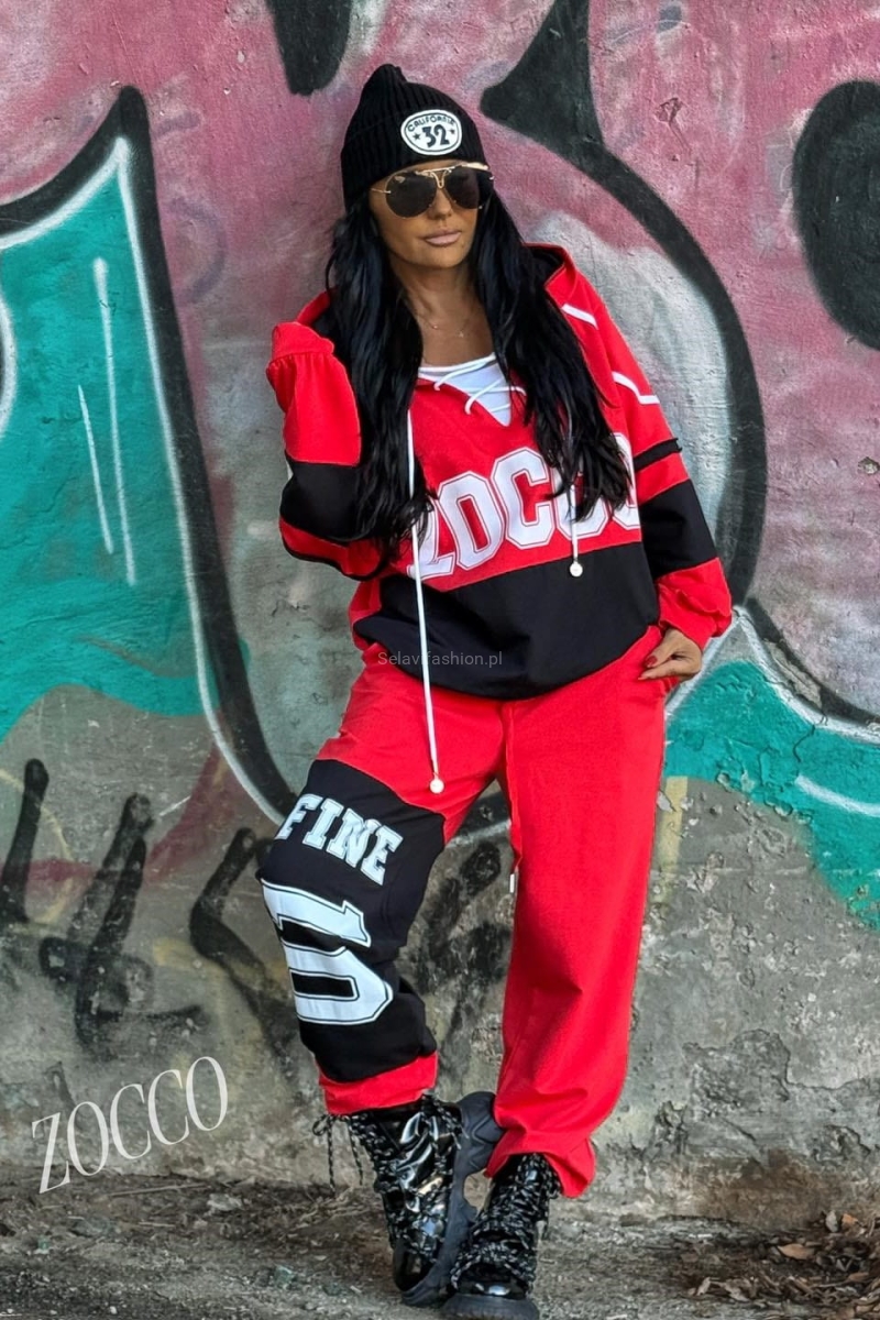 Bawełniany komplet FINE w nadruki Zocco czerwony