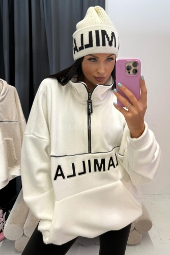 Czapka w prążek z logo LaMilla biała