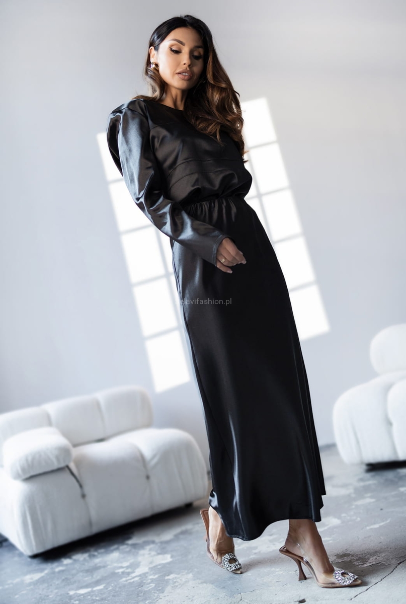 Elegancki satynowy komplet Silks bluzka i spódnica Miss City Official w Selavifashion.pl