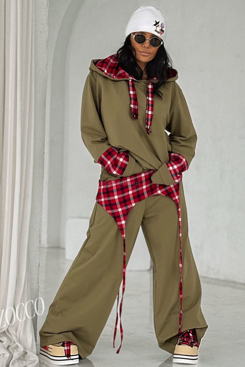 Ciepły komplet z dopinanym pasem na zamek Zocco beżowy