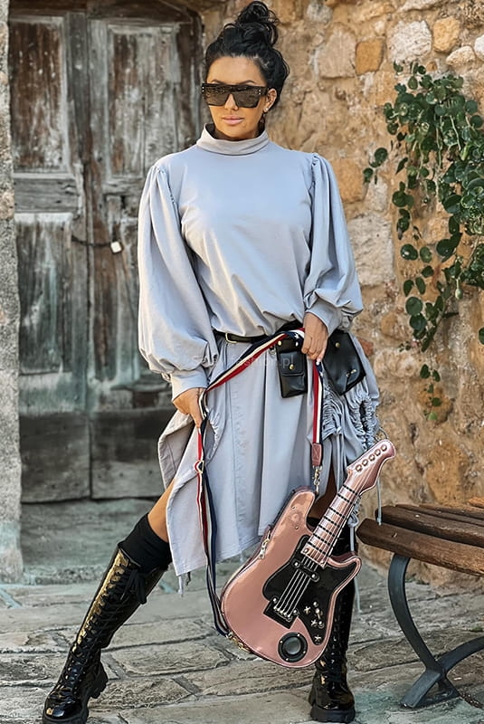 Sukienka z dowolną regulacją długości Zocco szara w Selavifashion.pl