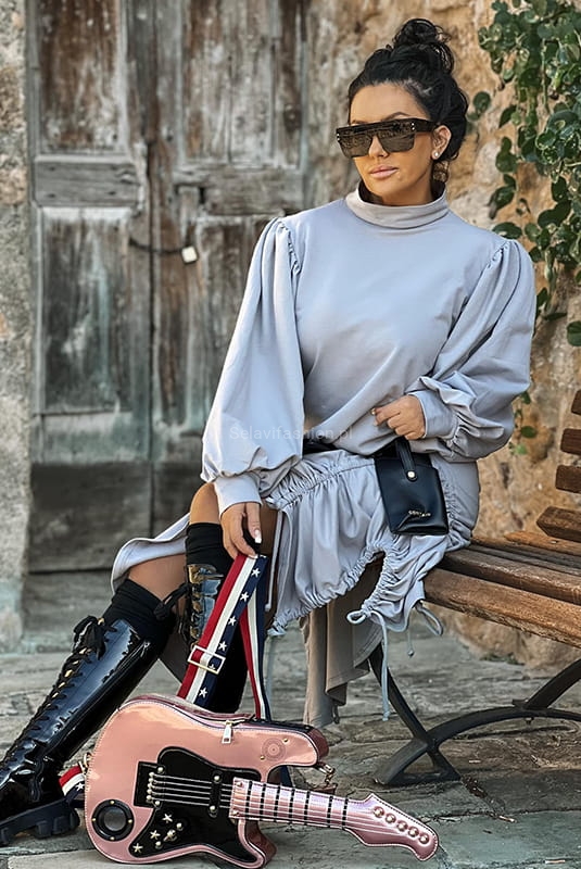 Sukienka z dowolną regulacją długości Zocco szara w Selavifashion.pl