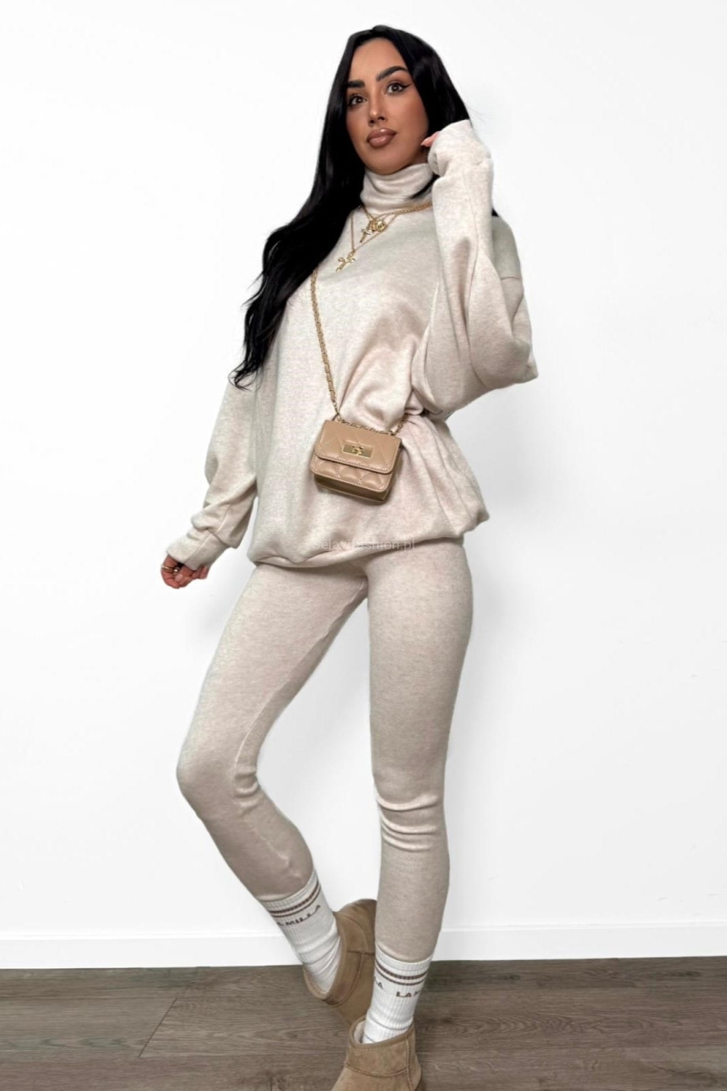 Komplet bluza golf i legginsy LaMilla beżowy