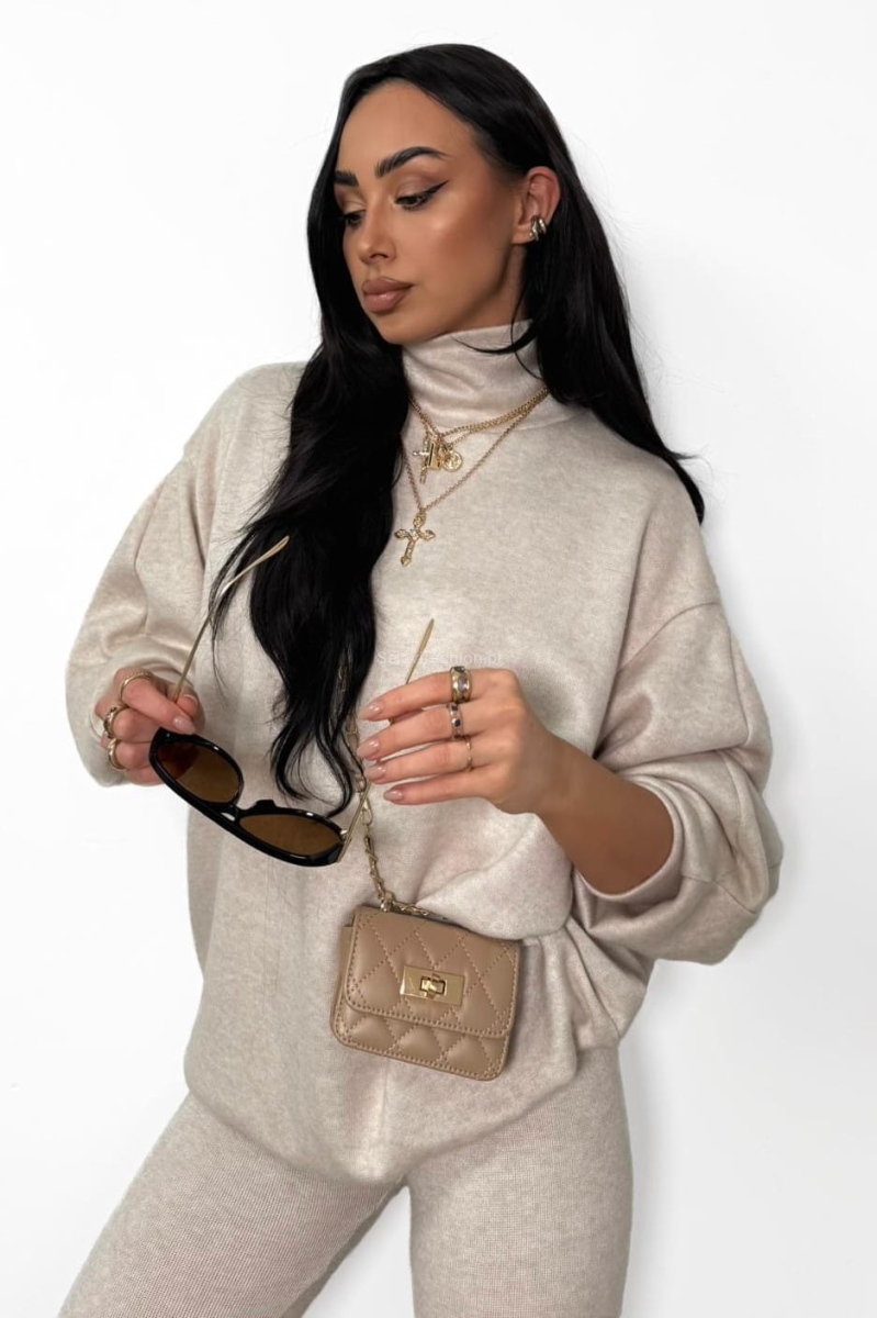 Komplet bluza golf i legginsy LaMilla beżowy