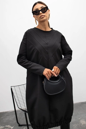 Sukienka z geometrycznymi przeszyciami Vector Miss City Official czarna