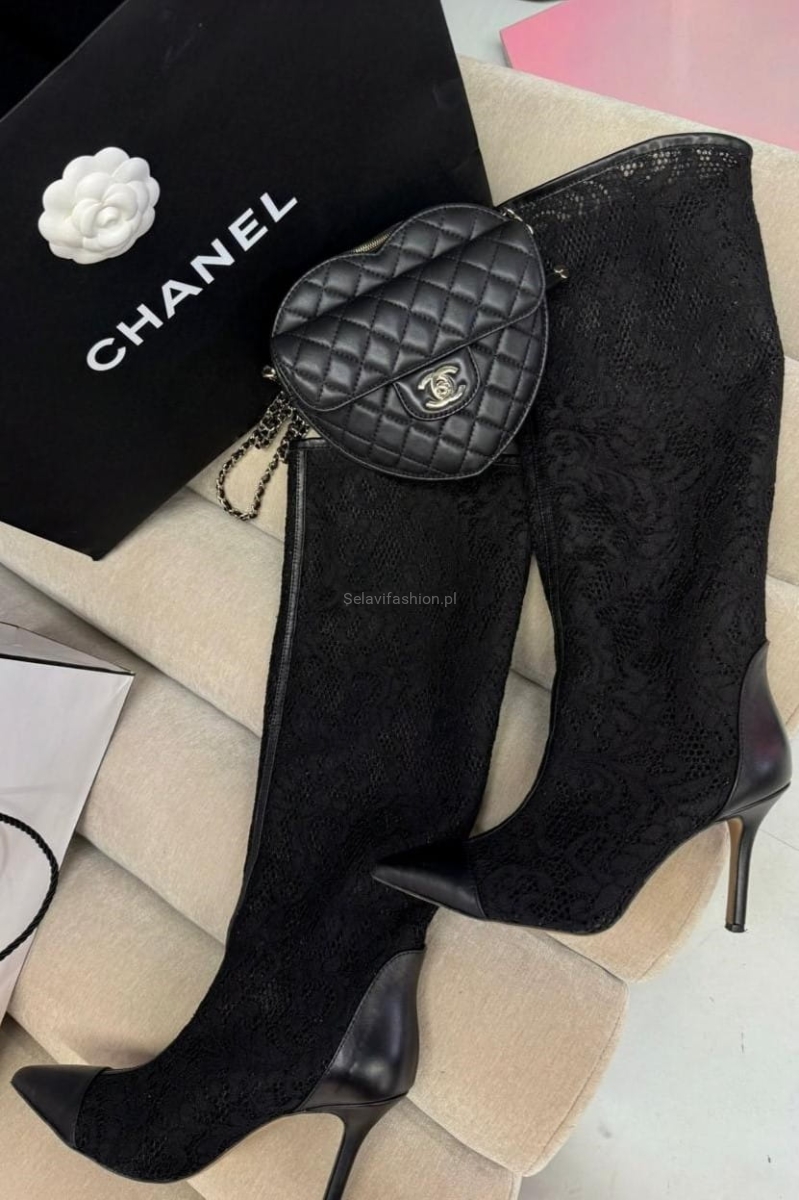 Buty kozaki koronkowe LaMilla czarne