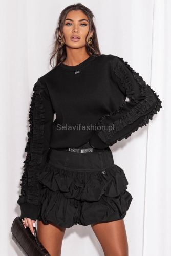 Bluza z falbankami Frida Lavestino czarna