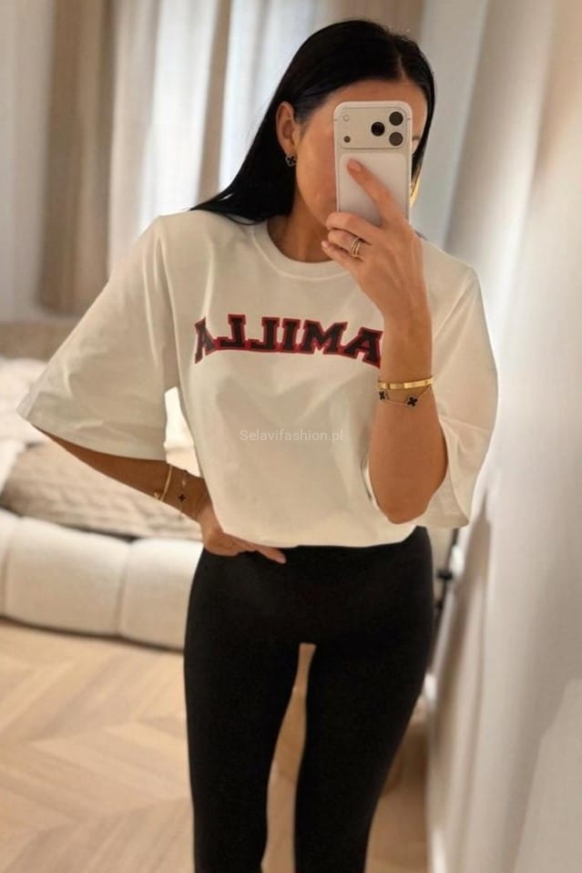 T-shirt bluzka koszulka z napisem La Milla biała