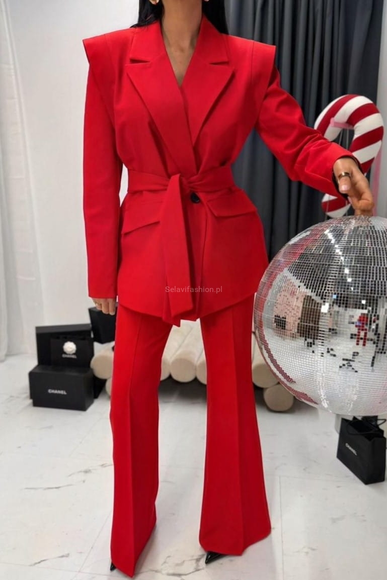 Szerokie eleganckie spodnie dzwony LaMilla czerwone