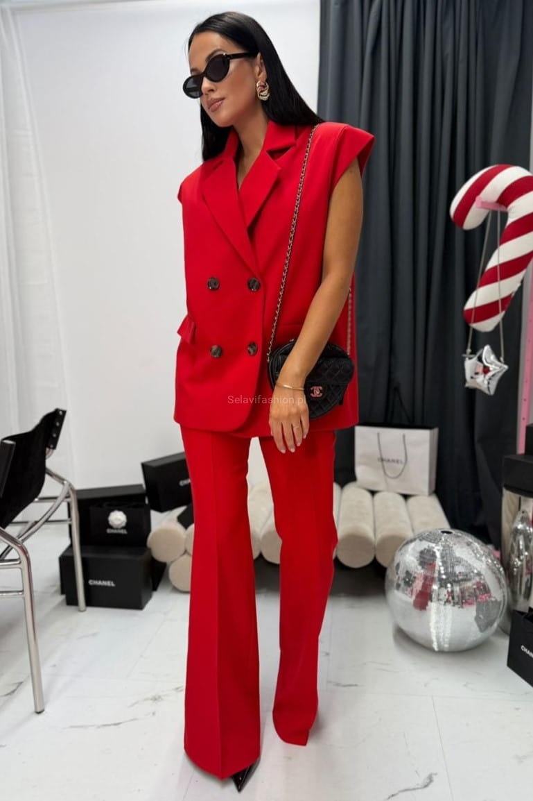 Szerokie eleganckie spodnie dzwony LaMilla czerwone