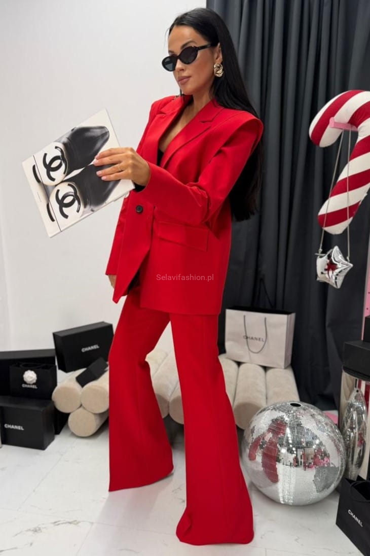 Szerokie eleganckie spodnie dzwony LaMilla czerwone