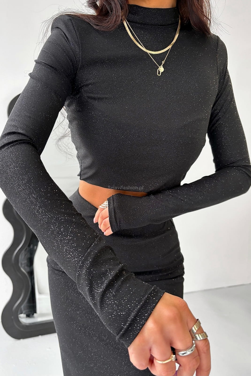 Bluzka brokatowa LaMilla czarna w Selavifashion.pl