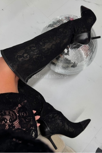 Buty kozaki koronkowe LaMilla czarne