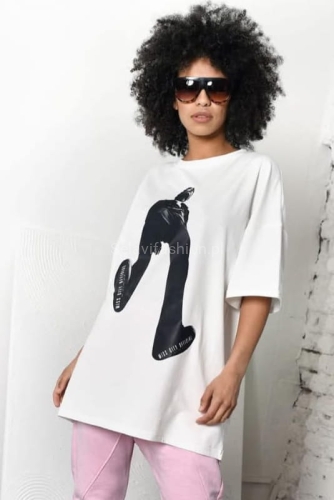 Długa bluzka koszulka t-shirt Man Miss City Official biała