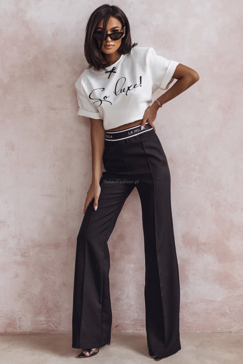 T-shirt bluzka koszulka So luxe LaMilla biała z czarnym w Selavifashion.pl