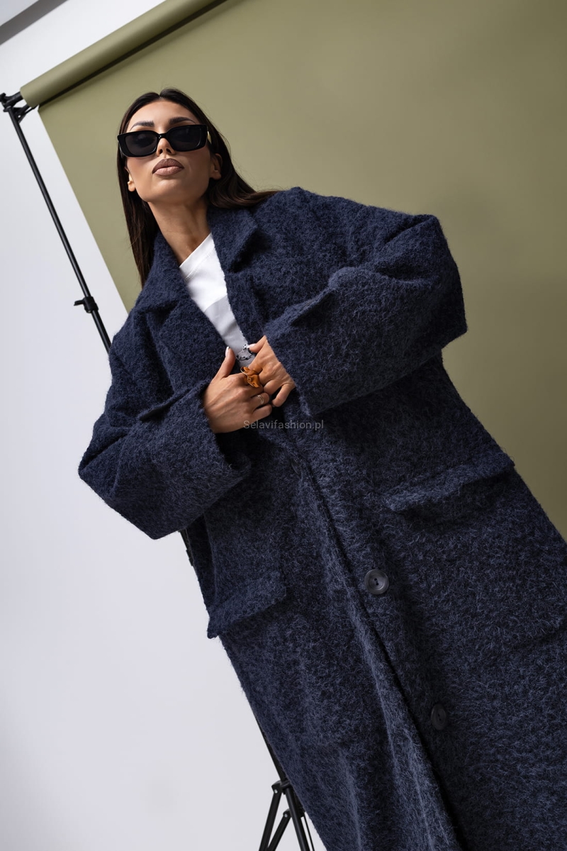 Elegancki płaszcz I Wish Miss City Official granatowy