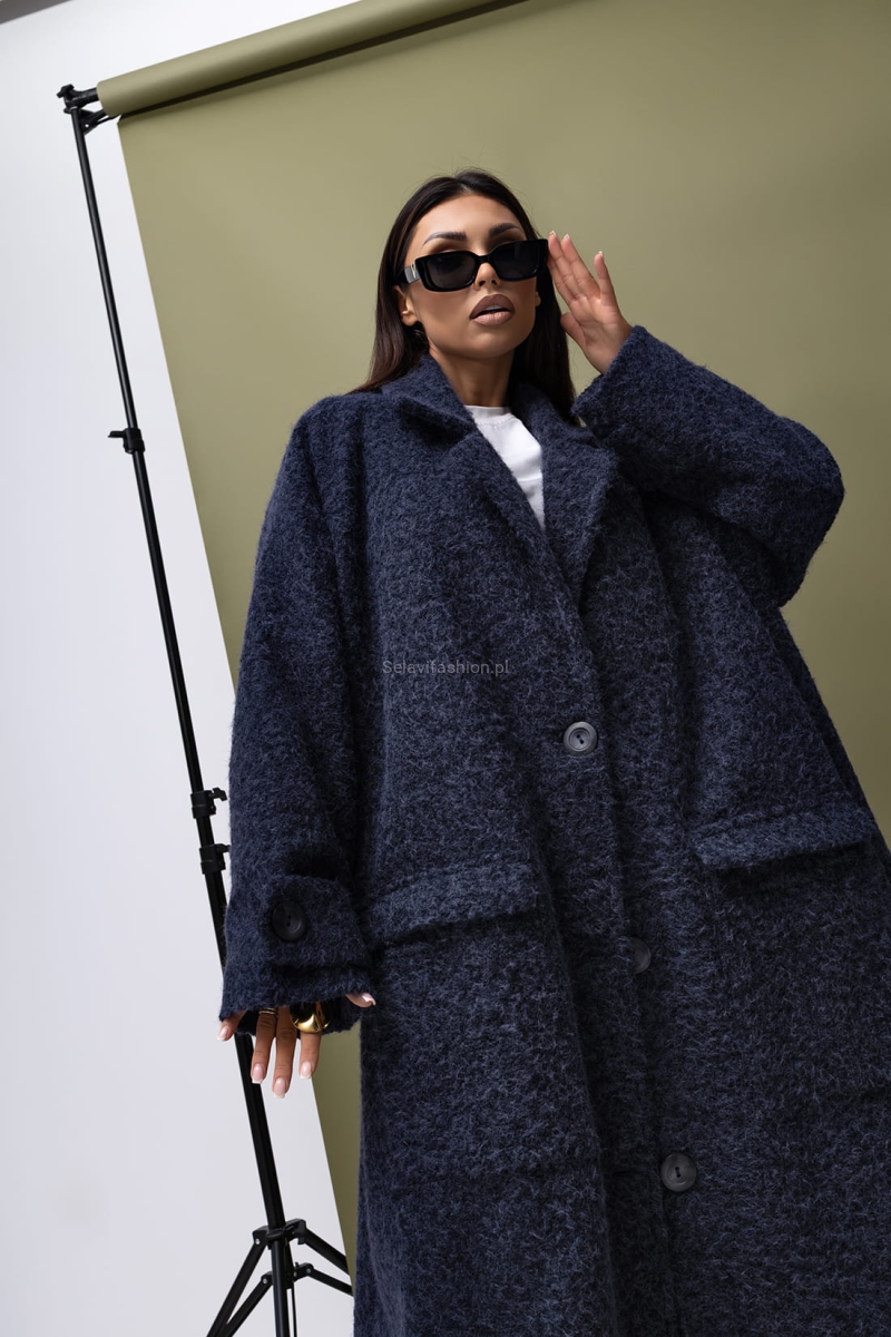 Elegancki płaszcz I Wish Miss City Official granatowy