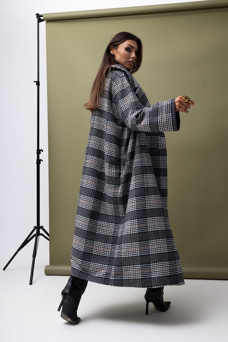 Płaszcz One Last Time w kratę Miss City Official czarny