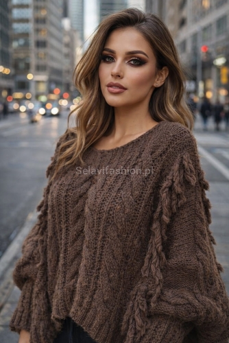 Sweter w stylu kamizelki Minouu brązowy