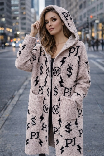 Sweter kardigan z kapturem Dolars Minouu różowy