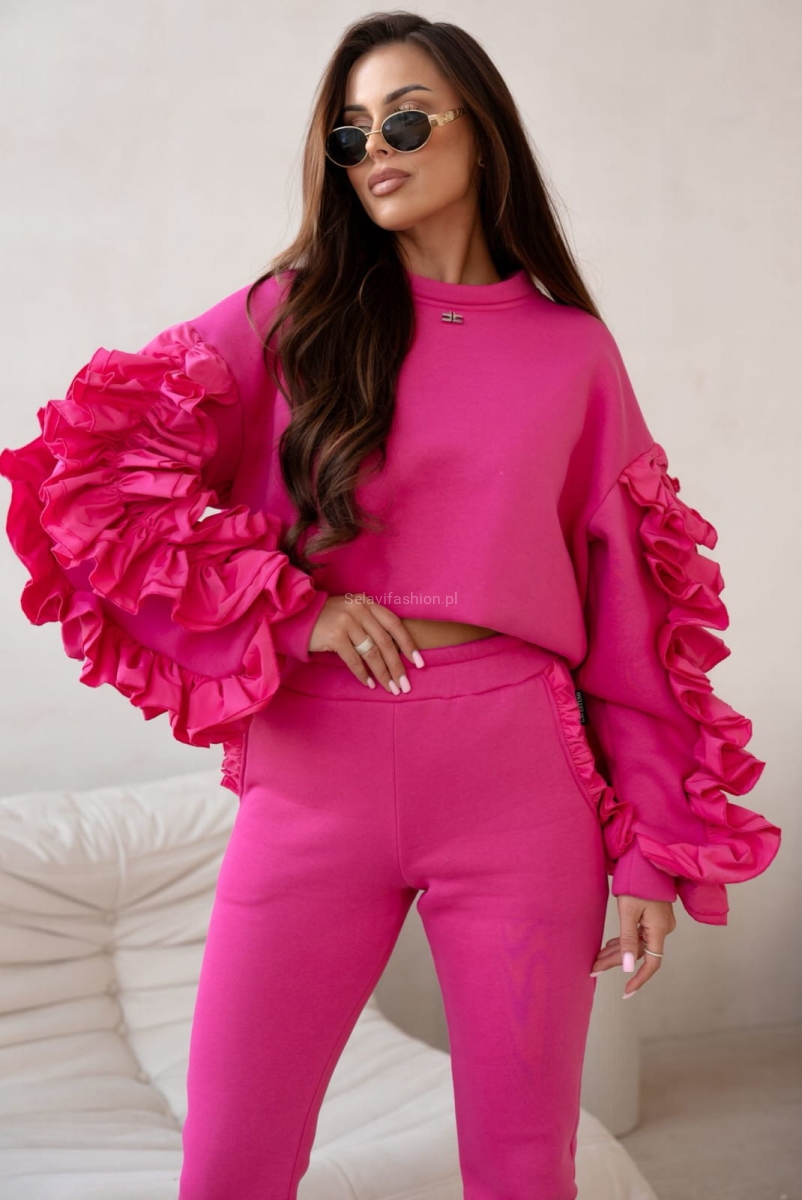 Bluza z marszczonymi rękawami RIO Lavestino fuksja