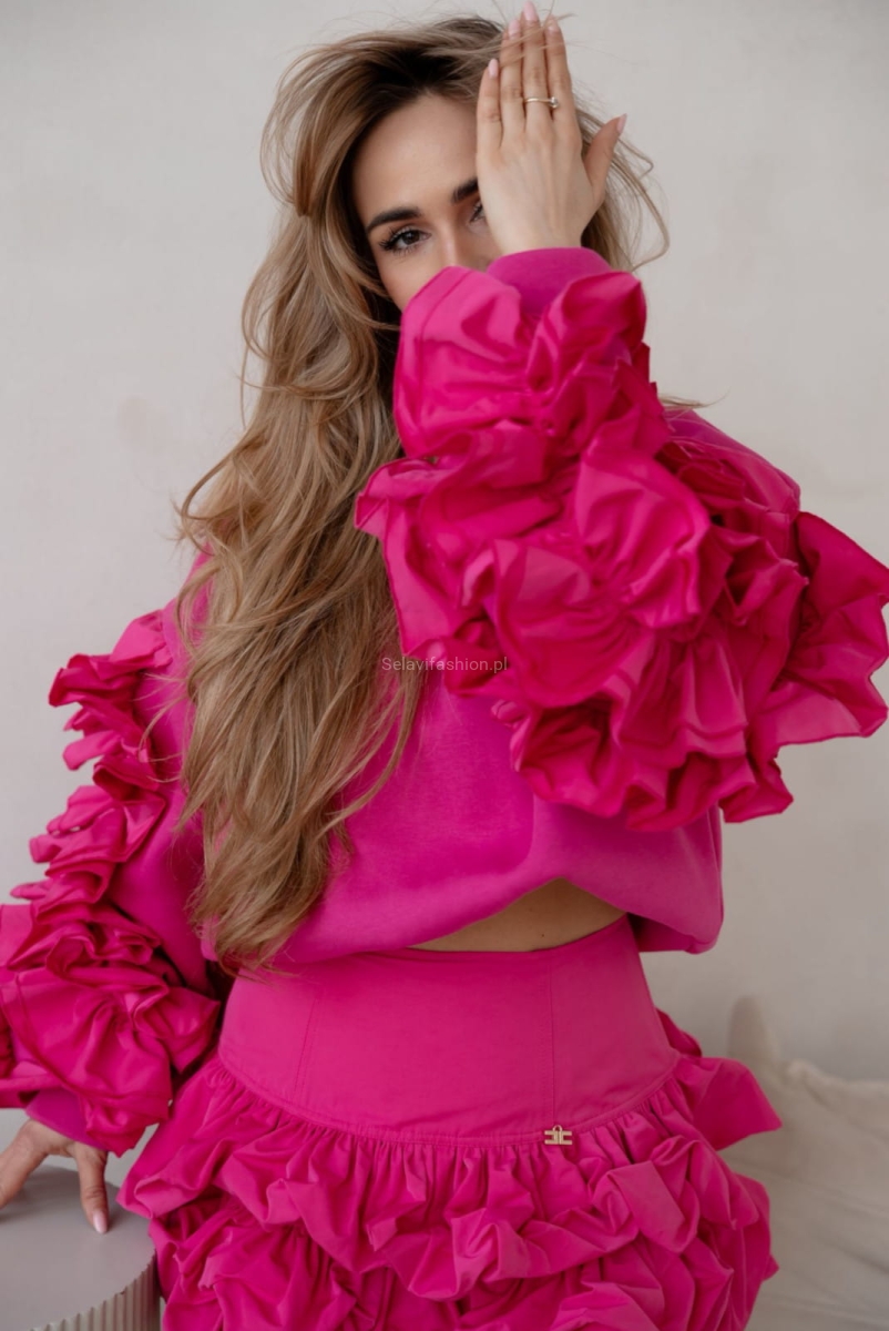 Bluza z marszczonymi rękawami RIO Lavestino fuksja