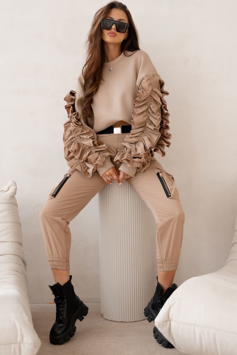 Bluza z marszczonymi rękawami RIO Lavestino beżowa