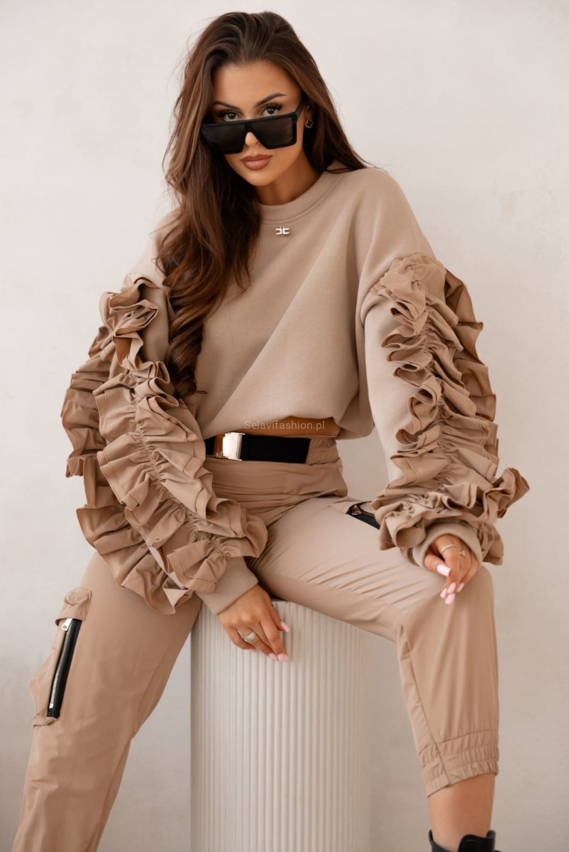 Bluza z marszczonymi rękawami RIO Lavestino beżowa