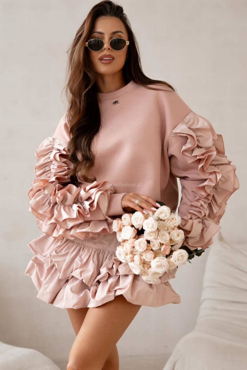 Spódniczko spodenki z falbankami Rina Lavestino różowe