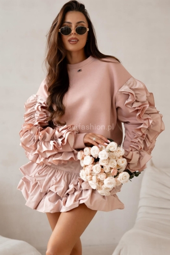 Spódniczko spodenki z falbankami Rina Lavestino różowe