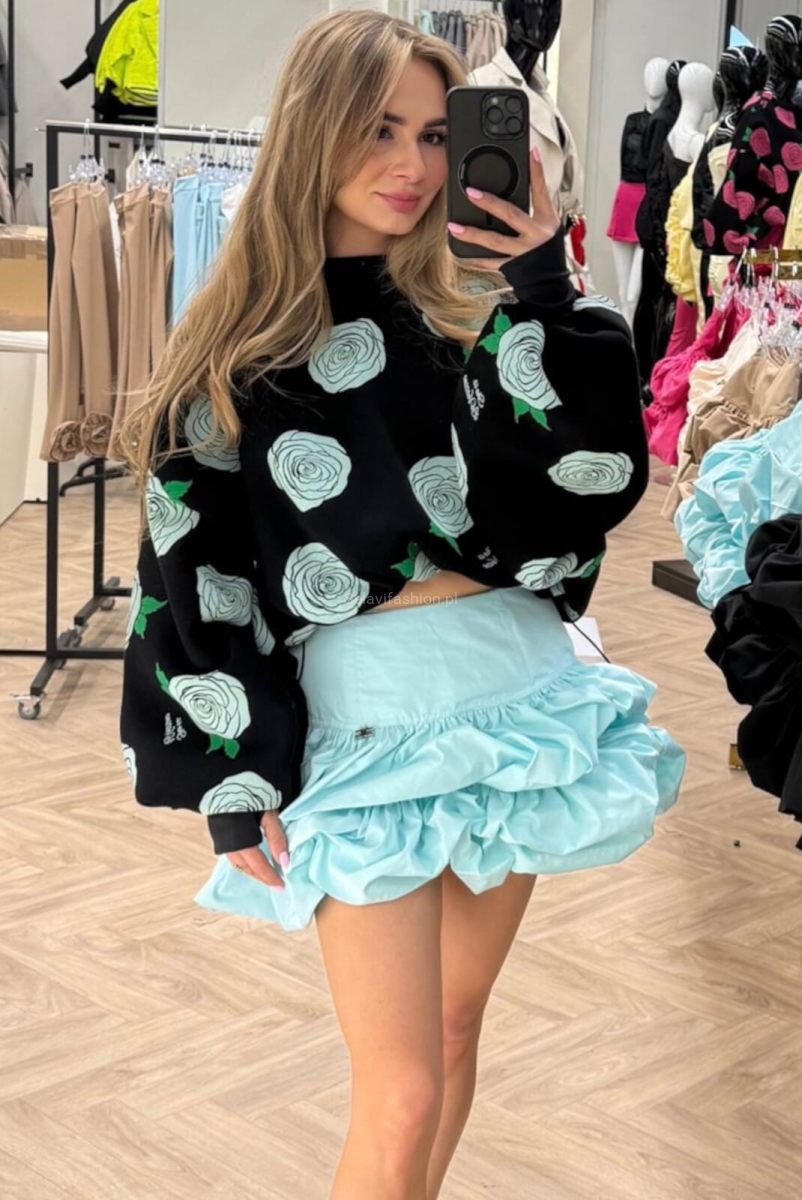 Bluza ze ściągaczem BLOOM Lavestino czarna z niebieskim