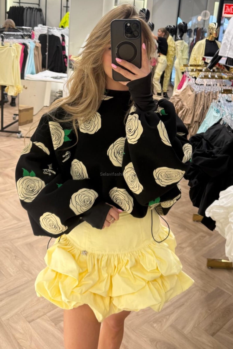 Bluza ze ściągaczem BLOOM Lavestino czarna z żółtym