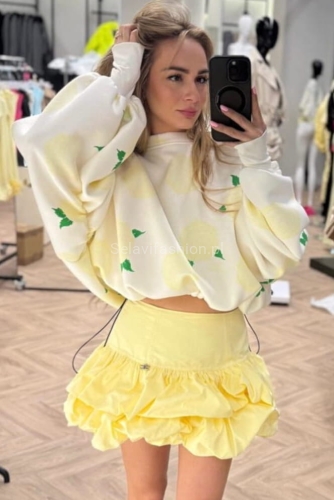 Spódniczko spodenki z falbankami Rina Lavestino żółta