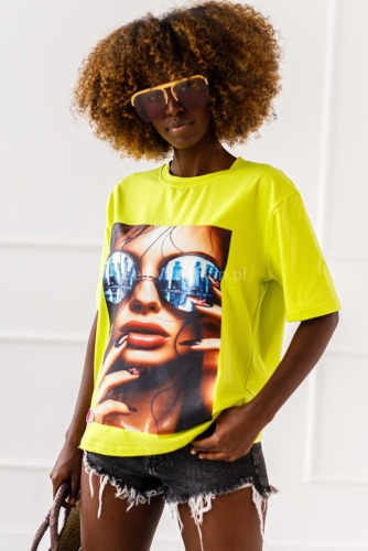 T-shirt bluzka Girl Miss City limonkowy