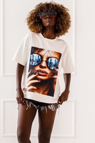 T-shirt bluzka Girl Miss City biały