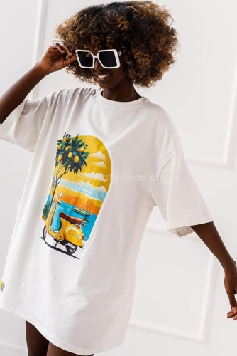 Długi t-shirt bluzka Summer Miss City biały