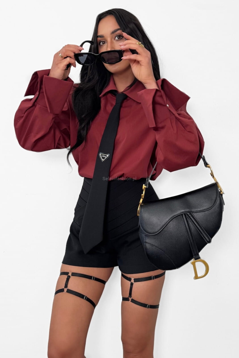 Koszula z krawatem La Milla bordowa