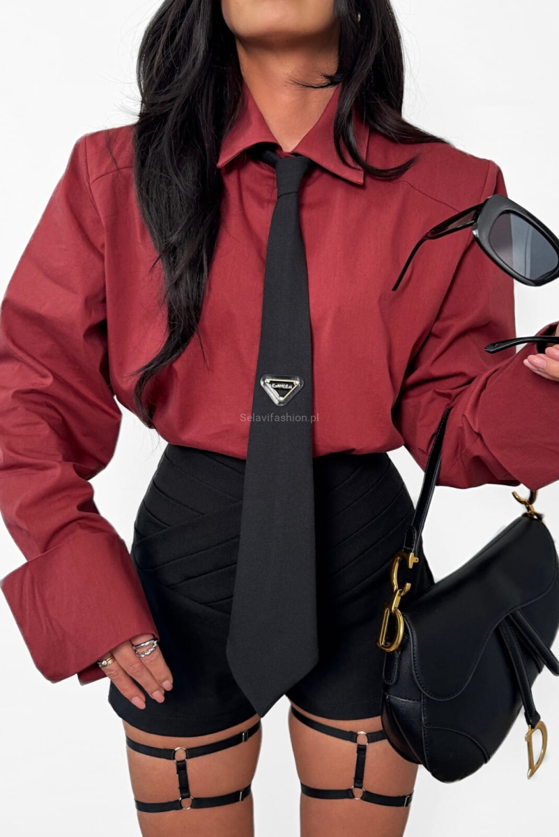 Koszula z krawatem La Milla bordowa