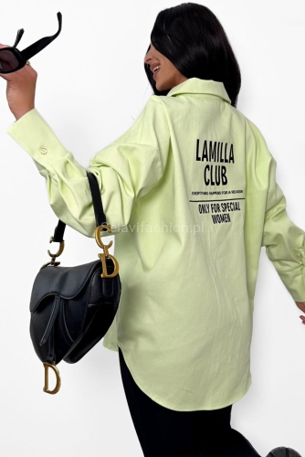 Koszula jeansowa z haftowanym logo La Milla limonka