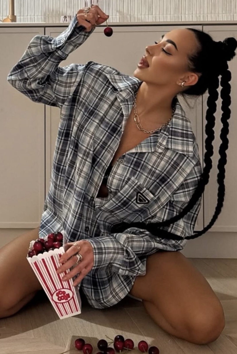 Koszula bawełniana w kratę LaMilla niebieska