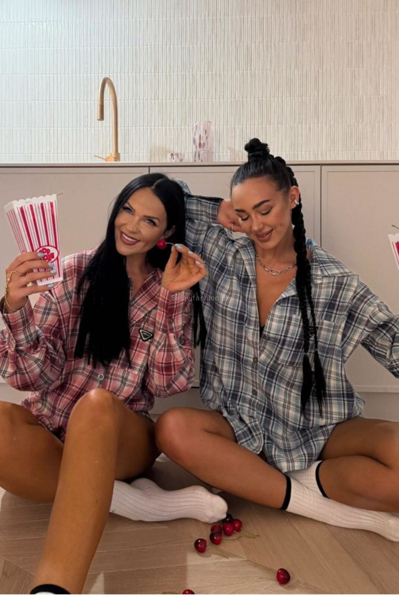 Koszula bawełniana w kratę LaMilla niebieska