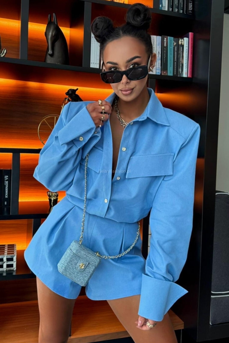 Komplet jeansowa koszula i spodenki LaMilla niebieski