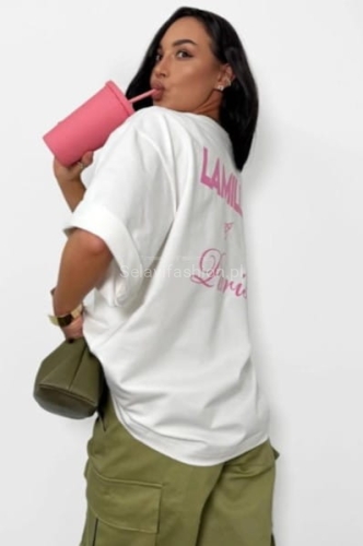 Oversizowy t-shirt bluzka z logo La Milla biały