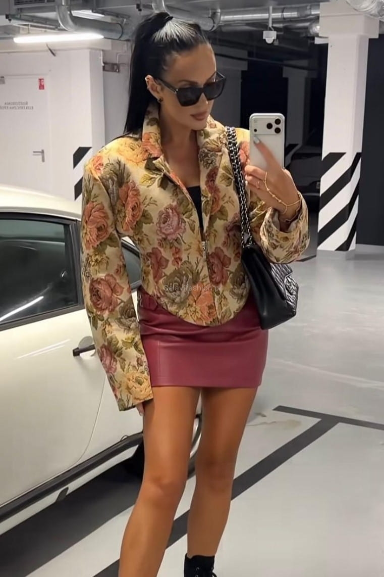 Krótka marynarka żakardowa na zamek La Milla różowa